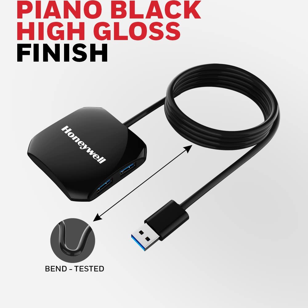 (Open Box) Honeywell Newly Launched 4in1 Ultra Slim Multiport Type C Hub to 1xUSB 3.0 & 3xUSB 2.0 Ports,30cms(1 feet) Cable,DataTransfer Speed Upto 5GBPS,Universally Compatible with All USB,PC,Speaker,Laptop