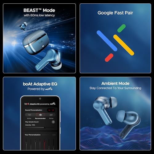 (Open Box) boAt Nirvana Space w/ 360º Spatial Audio, ANC Up to 32dB, 100hrs Playback, 4 Mics with AI-ENx™, Hearables App, Adaptive EQ, in-Ear Detection, DLC Drivers Truly Wireless in Ear Earbuds