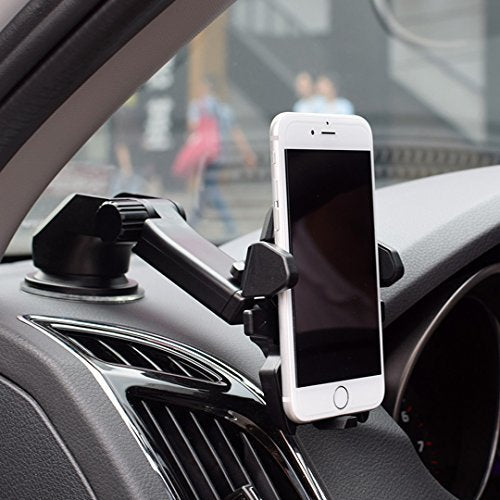 (Open Box) ELV Car Mount Adjustable Car Phone Holder Universal Long Arm, Windshield for Smartphones - Black