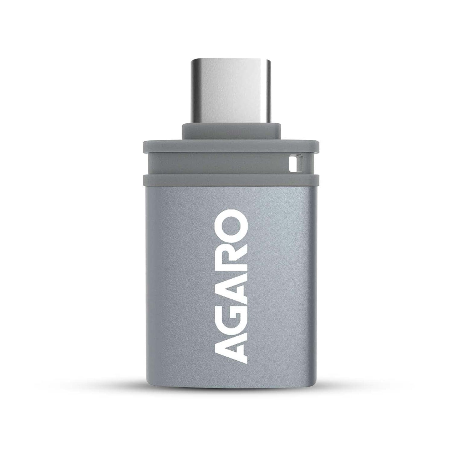 AGARO Micro USB to USB A Female OTG Adapter- (Metallic Grey)