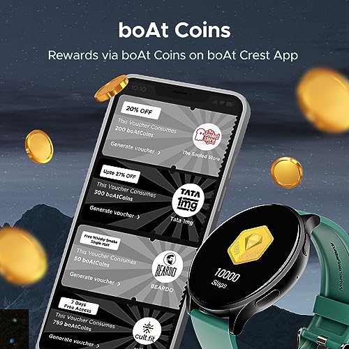 (Without box)boAt Lunar Orb w/ 1.45" (3.6 cm) AMOLED Display, BT Calling, DIY Watch Face Studio, Coins, Crest App Health Ecosystem, Live Cricket & Football Scores, IP67, Smart Watch for Men & Women(Active Black)