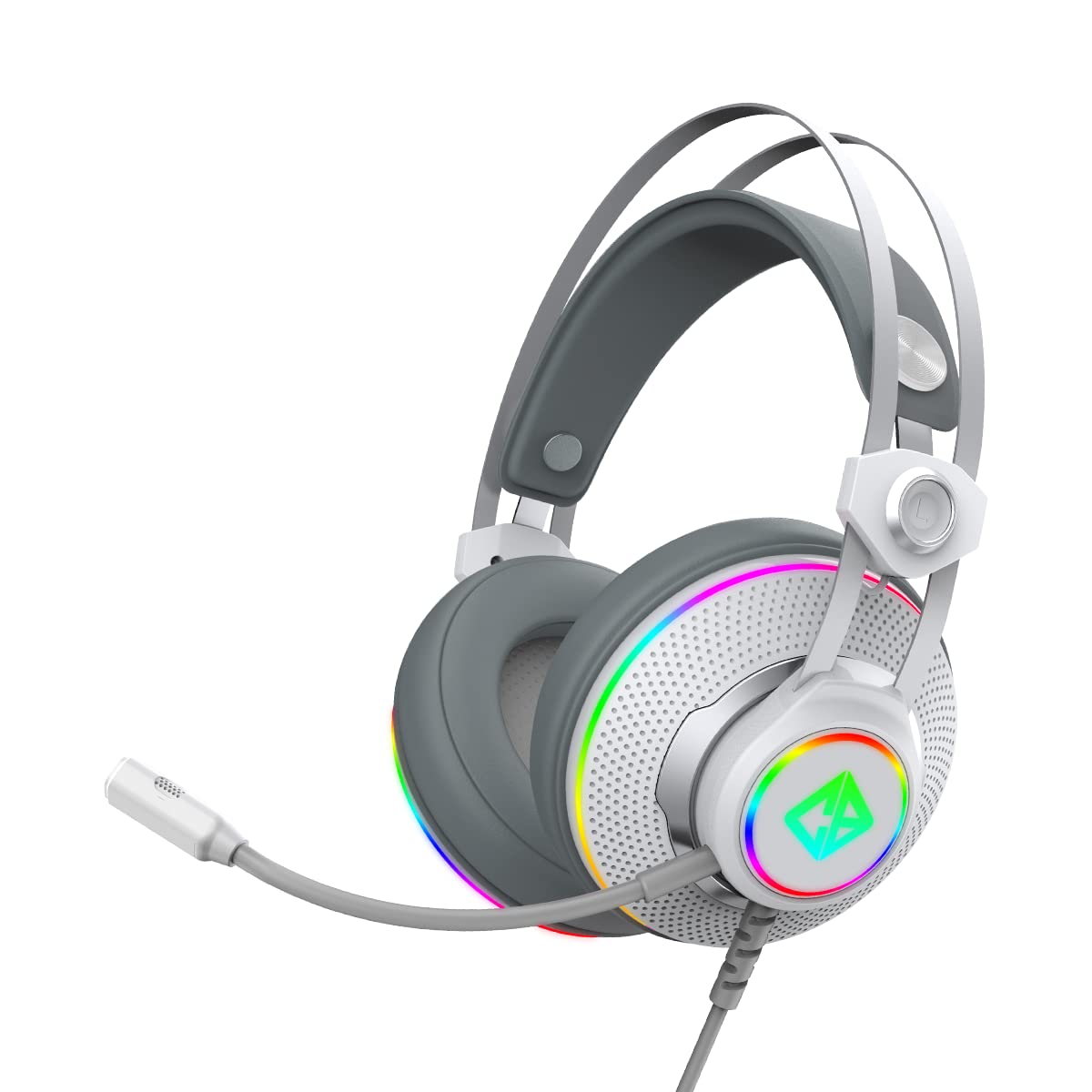 (Open Box)Cosmic Byte Proteus Headset Dual Input USB and 3.5mm, 7.1 Surround Sound, RGB LED, ENC Microphone, Memory Foam Earcushions, Windows Software (White)