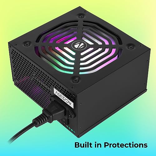 (Open Box)Zebronics 450W Black Gold Power Supply with 3X SATA connectors, 2X Molex, 80mm Built-in Fan, Extra Long Cables, 1.2 Meter Power Cable and Suitable for Regular use Computers