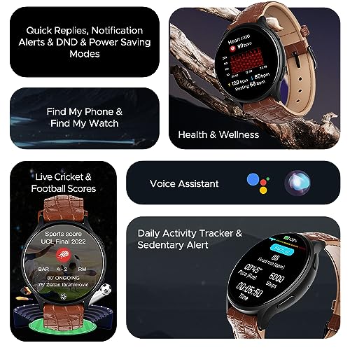 (Without box)boAt Lunar Orb w/ 1.45" (3.6 cm) AMOLED Display, BT Calling, DIY Watch Face Studio, Coins, Crest App Health Ecosystem, Live Cricket & Football Scores, IP67, Smart Watch for Men & Women(Active Black)