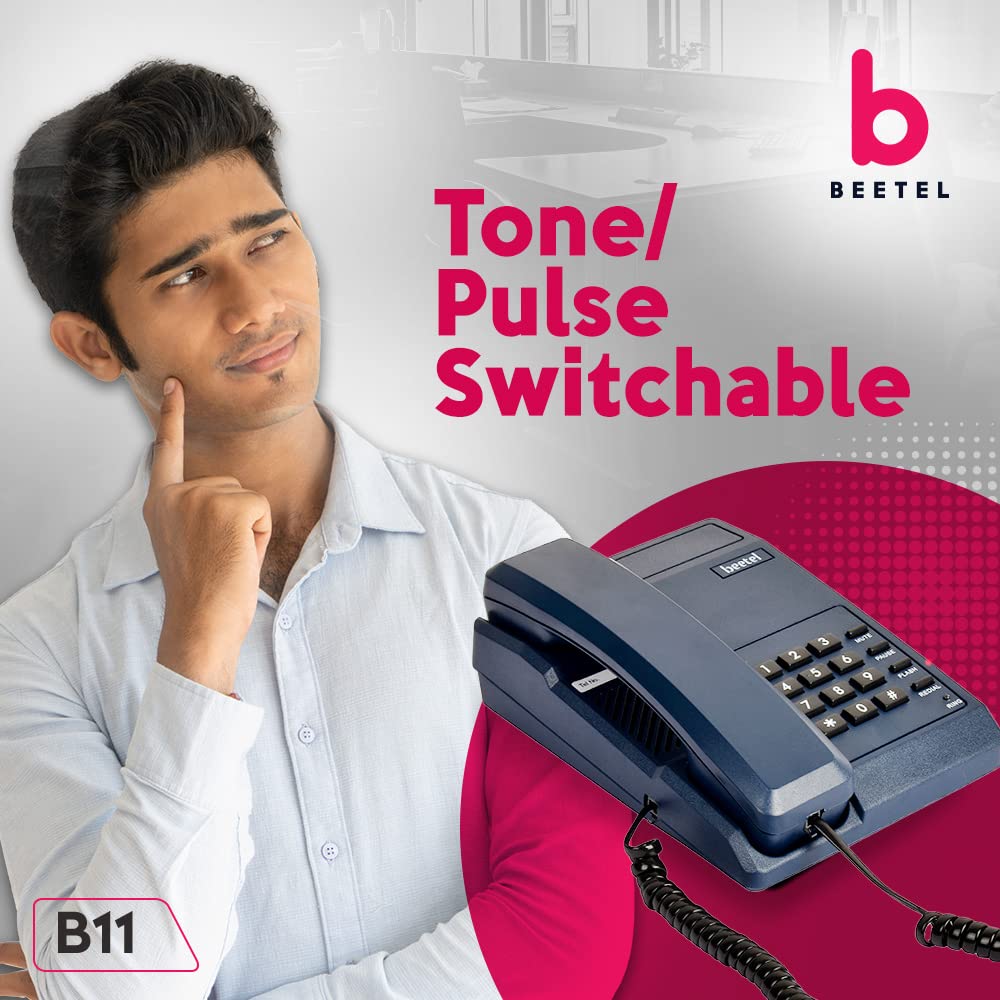 (Open Box) Beetel B11 Corded Landline Phone, Ringer Volume Control, LED for Ring Indication, Wall/Desk Mountable, Classic Design, Clear Call Quality, Mute/Pause/Flash/Redial Function (Made in India)(Black)(B11)