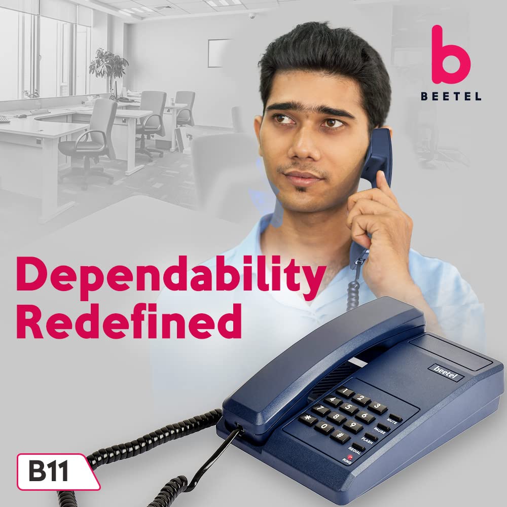 (Open Box) Beetel B11 Corded Landline Phone, Ringer Volume Control, LED for Ring Indication, Wall/Desk Mountable, Classic Design, Clear Call Quality, Mute/Pause/Flash/Redial Function (Made in India)(Black)(B11)