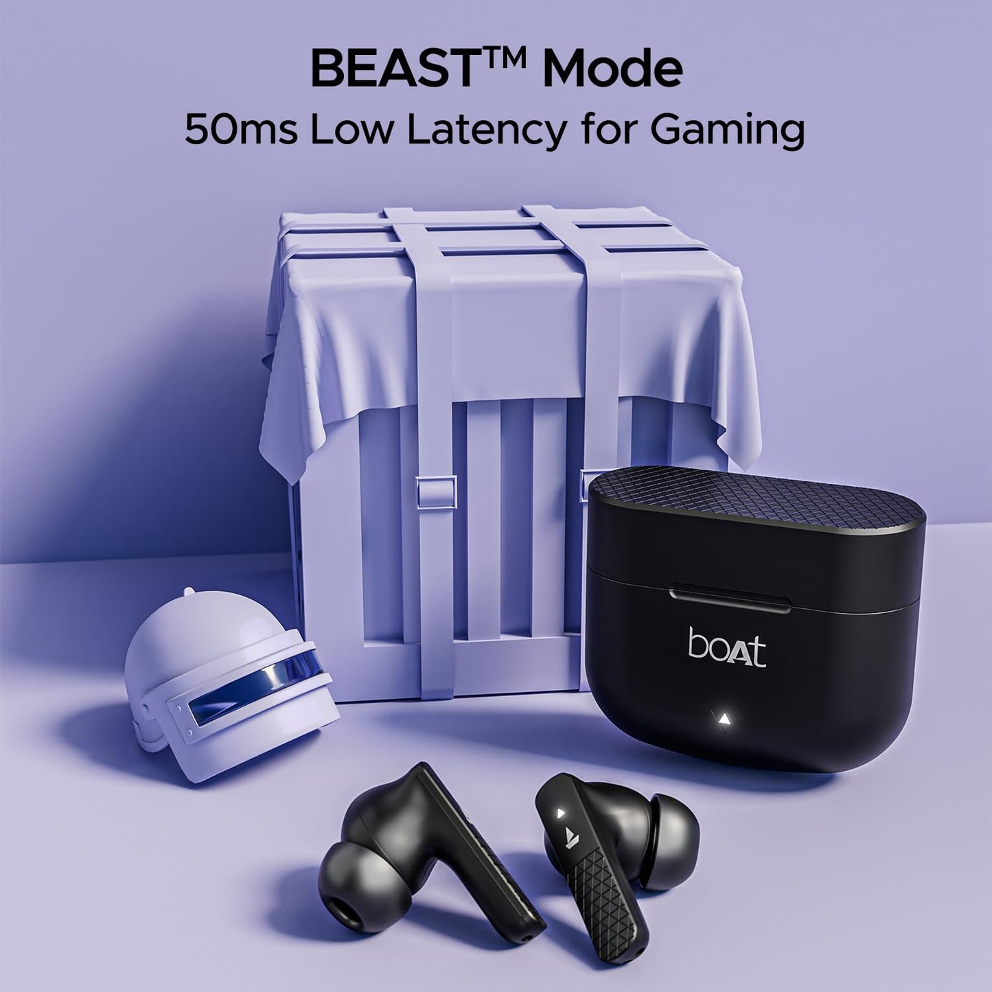 (OPEN BOX0 boAt Airdopes 91 Truly Wireless in Ear Ear Buds w/ 45 hrs Playtime, Beast Mode with 50 ms Low Latency, Dual Mics with ENx, ASAP Charge, IWP Tech, IPX4 & Bluetooth v5.3(Active Black)
