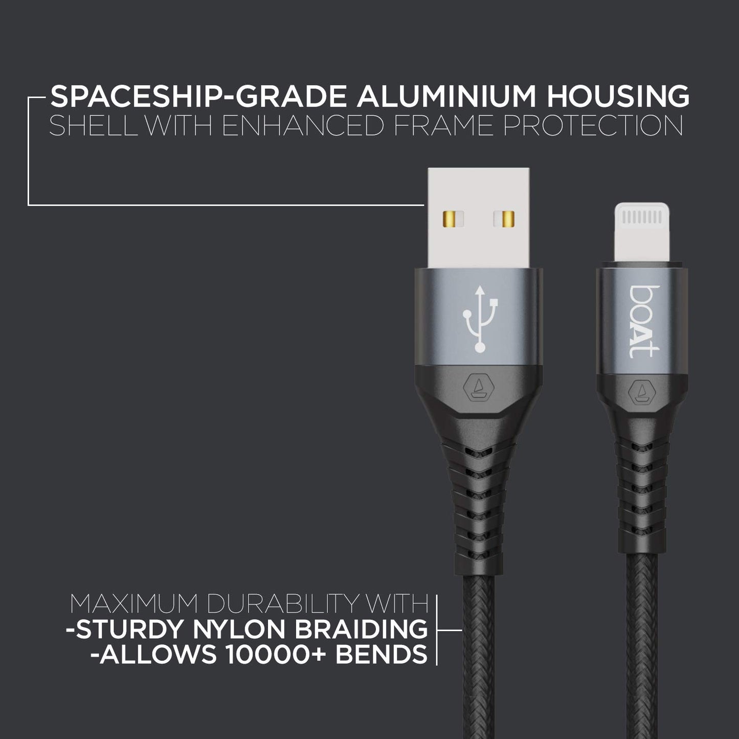 (Open box)boAt LTG 500 Apple MFI Certified for iPhone, iPad and iPod 2Mtr Data Cable(Metallic Silver)