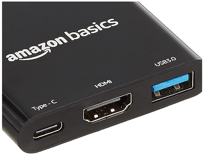 (Open Box) Amazon Basics 3-in-1 USB Type C Adapter with HDMI/USB 3.0 Port/Type-C Outputs