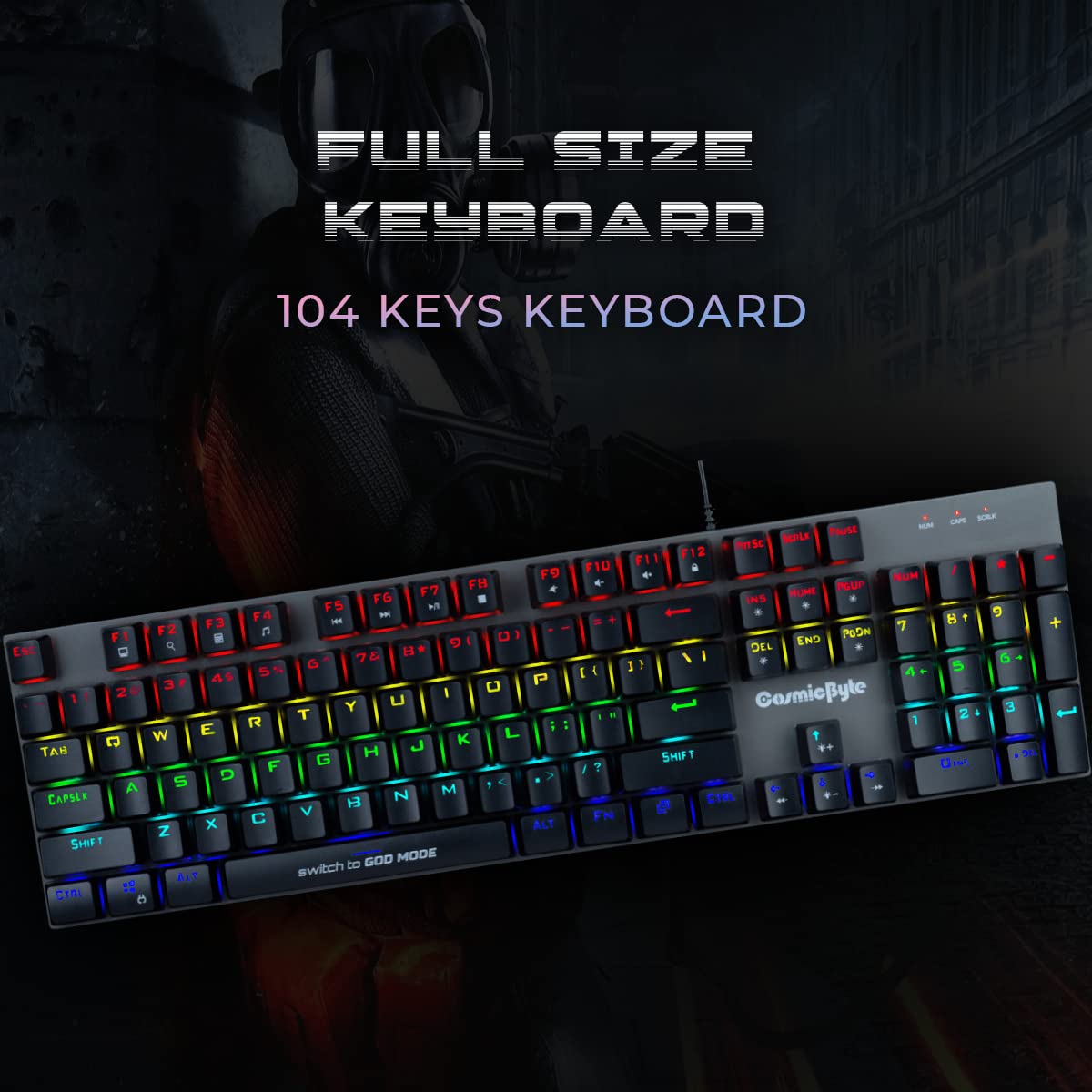 (Open Box) Cosmic Byte CB-GK-28 Vanth Mechanical Keyboard Outemu Red Switches Wired USB Gaming Keyboard (Black&Grey)