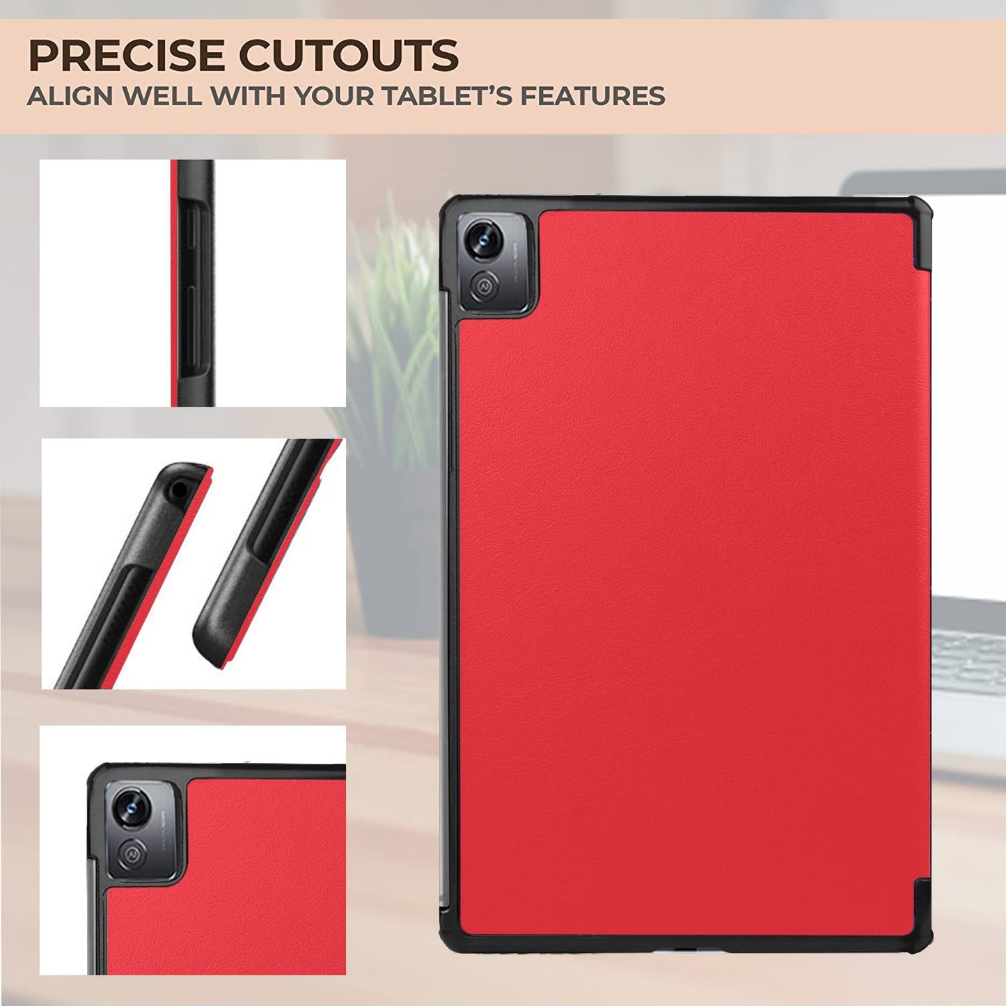(OPEN BOX)Robustrion Trifold Flip Stand Case Cover for Realme Pad X 11 inch Tablet Cover - Black