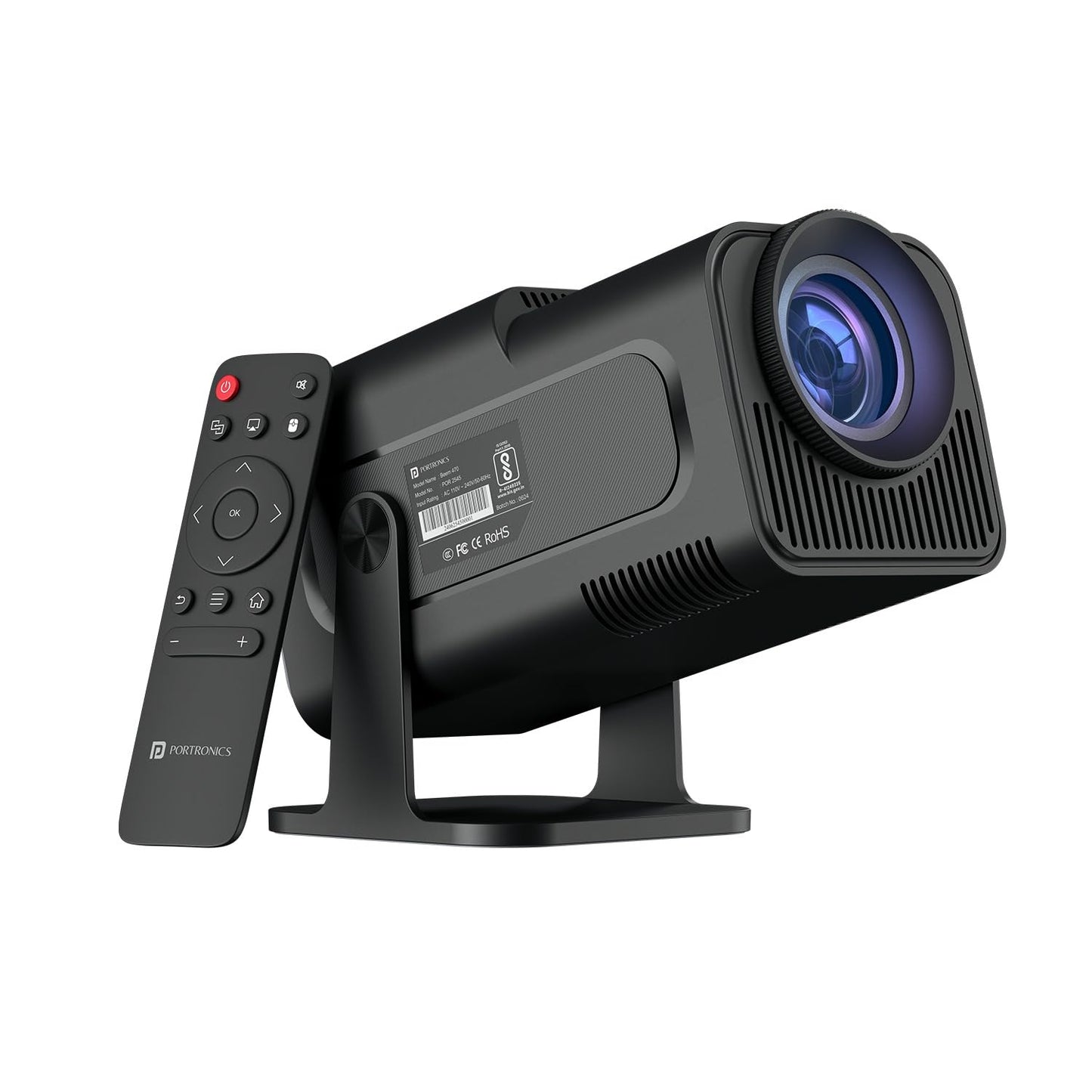 (Open Box) Portronics Beem 440 Smart LED Projector with 720p HD Resolution, Rotatable Design, Built-in Streaming Apps (Netflix, Prime Video, Hotstar), 2000 Lumens, Screen Mirroring, 3 Watts Speaker (White)