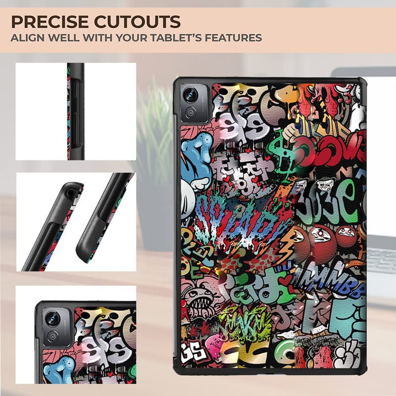 (OPEN BOX)Robustrion Trifold Flip Stand Case Cover for Realme Pad X 11 inch Tablet Cover - Black