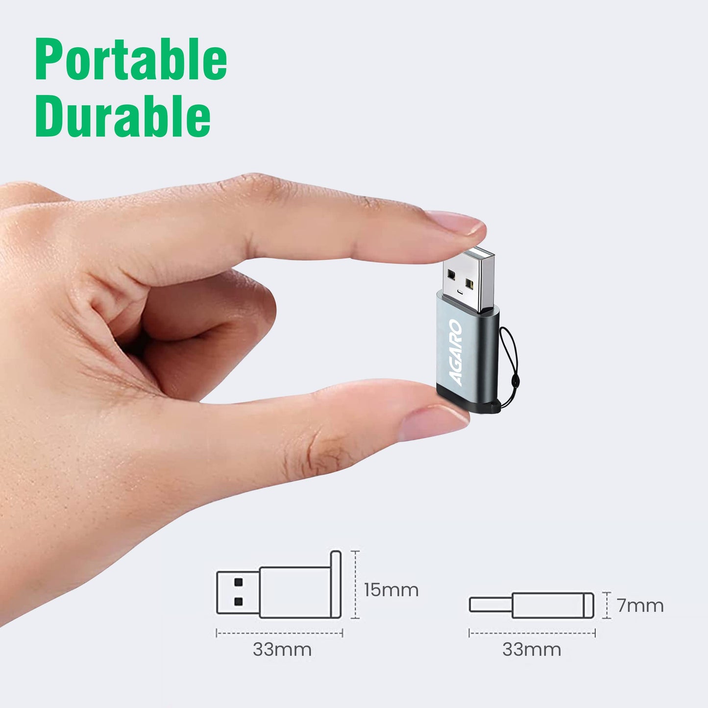 AGARO Micro USB to USB A Female OTG Adapter- (Metallic Grey)