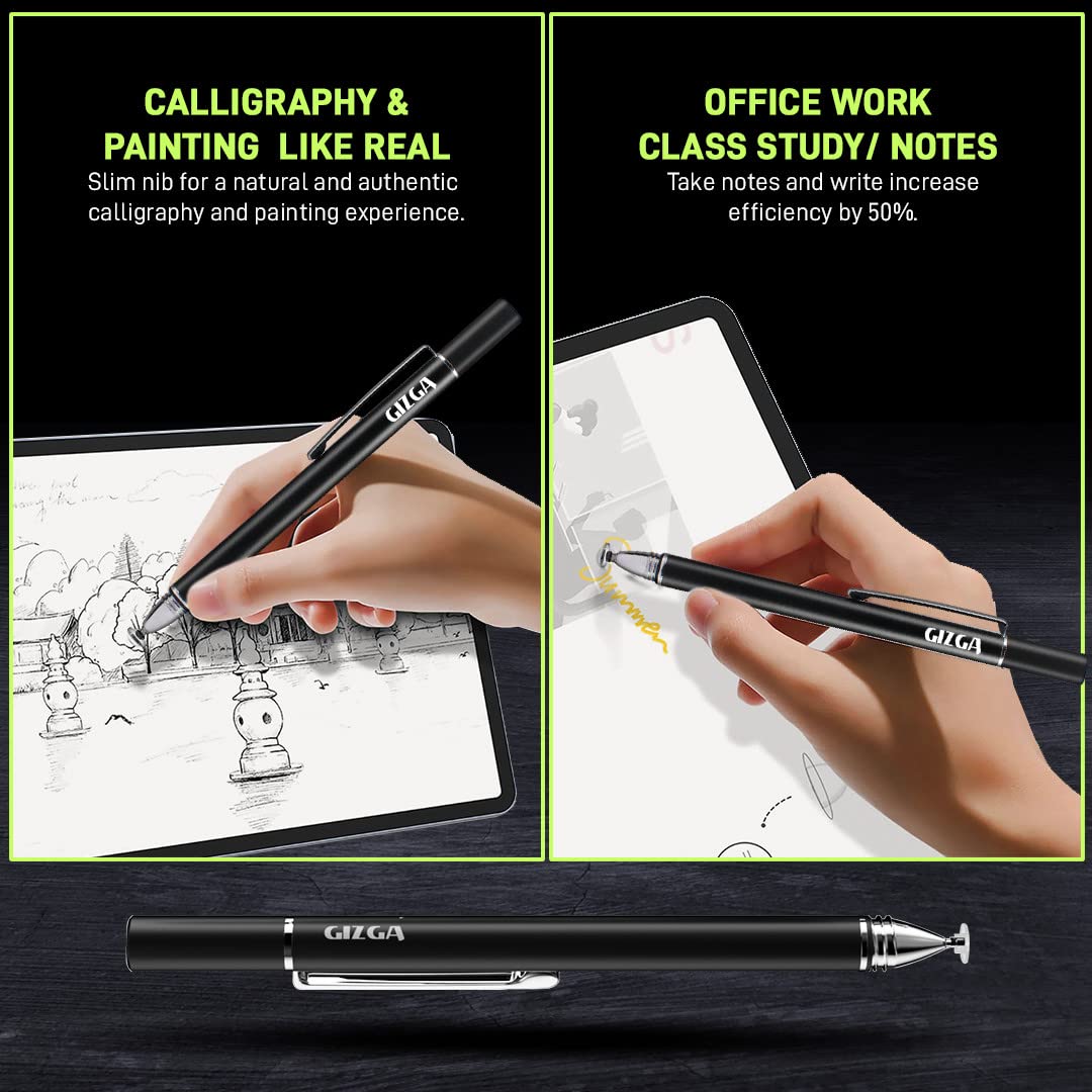 (OPEN BOX )GIZGA Capacitive Stylus Pen for Smartphone/Tablet/iPad/Pro/Air/iPhone/iOS/Android/All Touch Screens Devices| Fine Point Disc Tip, Lightweight Aluminum Body Magnetic Cap Drawing Writing (Grey