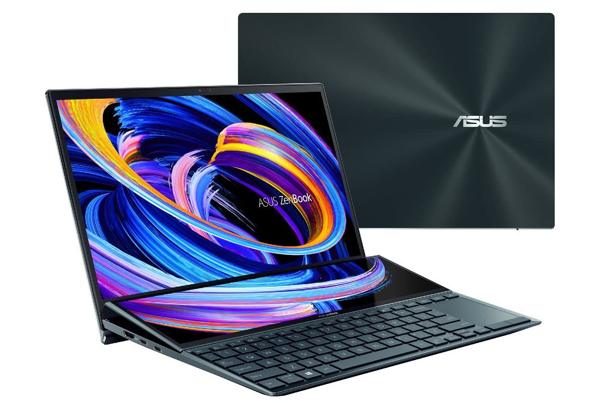 (Brand Refurbished) ASUS ZenBook Pro Duo 15 OLED (2021) UX582HM-H701WS, Core i7-11800H 11th Gen, 15.6" 4K Dual-Screen Touch Laptop /16GB/1TB SSD/nVidia RTX 3060-6GB/Windows 11/Celestial Blue//Soft Stand/Stylus/Palm Rest