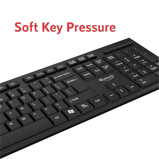 (Open Box) Quantum QHM-7406 Full-Sized Keyboard with (‰â?) Rupee Symbol, Hotkeys and 3-pieces LED function for Desktop/Laptop/Smart TV Spill-Resistant Wired USB Keyboard with 10 million keystrokes lifespan (Black)