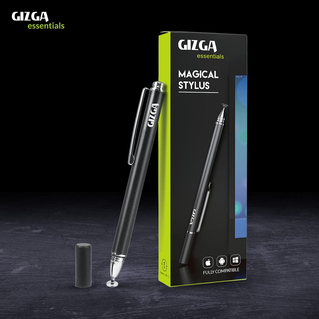 (OPEN BOX )GIZGA Capacitive Stylus Pen for Smartphone/Tablet/iPad/Pro/Air/iPhone/iOS/Android/All Touch Screens Devices| Fine Point Disc Tip, Lightweight Aluminum Body Magnetic Cap Drawing Writing (Grey