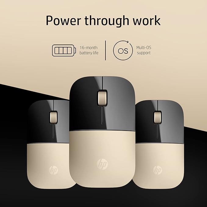 (Open Box) HP Z3700 Wireless Optical Mouse with USB Receiver and 2.4GHz Wireless Connection/ 1200DPI / 16 Months Long Battery Life/Ambidextrous and Slim Design