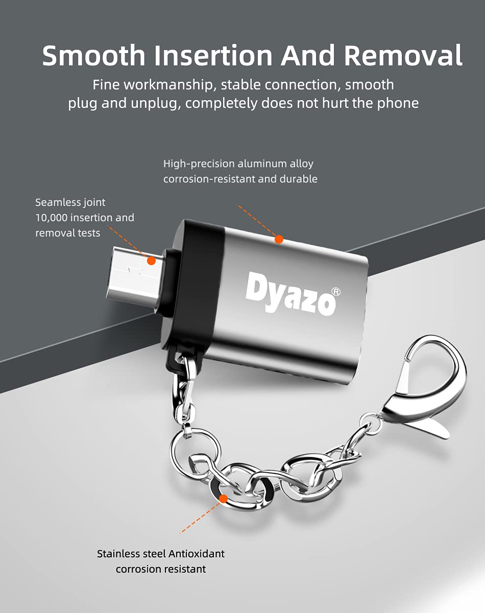 (Open Box) Dyazo Aluminium Portable High Speed Micro USB to USB A Female OTG Adapter/Converter Compatible with Samsung S6 Edje S7 Edge S4 LG G4, Mouse, Keyboard, Flash Drive All Micro O.T.G Enable Devices