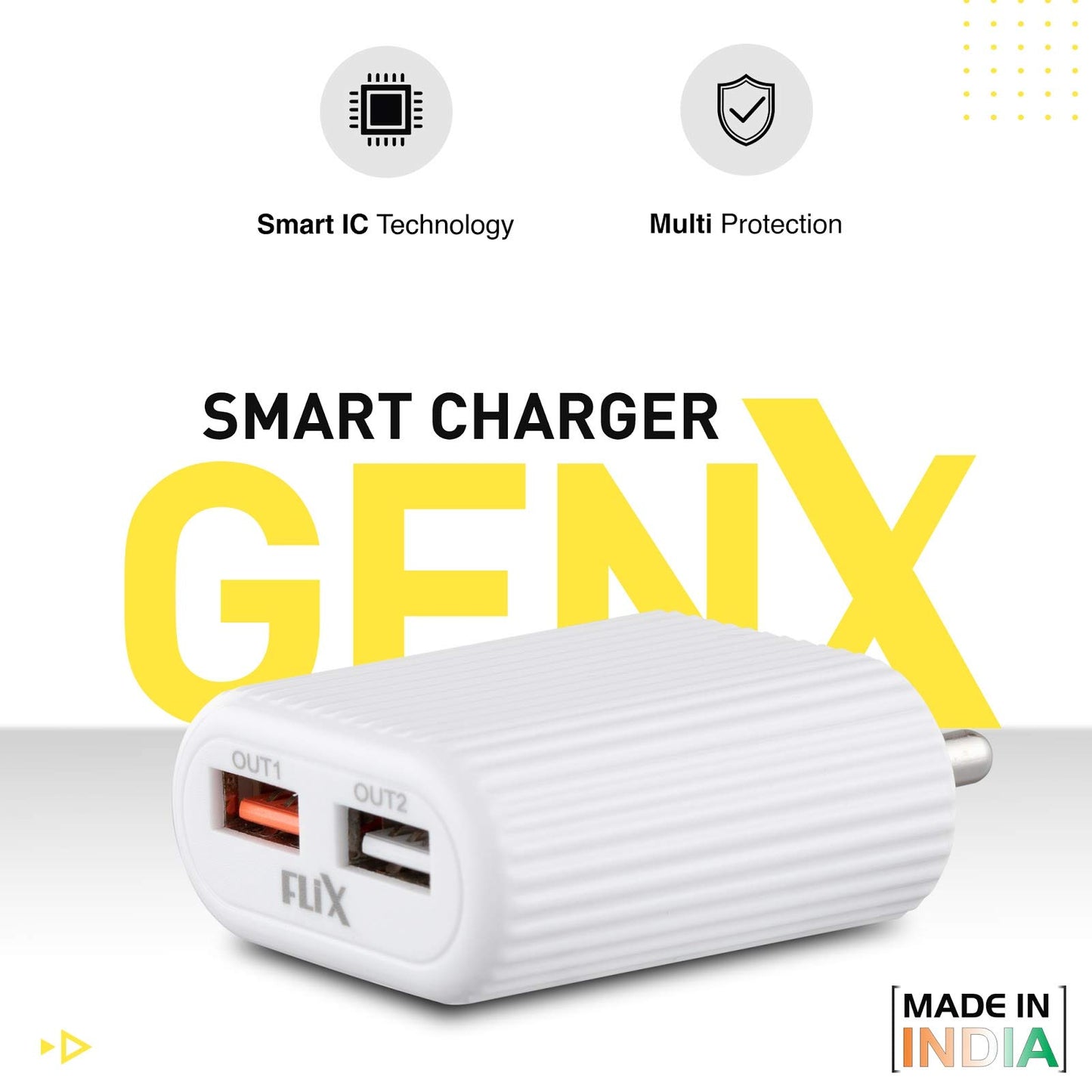 (Open Box) FLiX (Beetel) Storm 33W PD & QC Dual Port Wall Charger,USB Type A & Type C Output Widely Compatible for All Android & IOS Devices,Enhanced Safety,Light Weight & Compact,with Type C Cable (White–SD133)