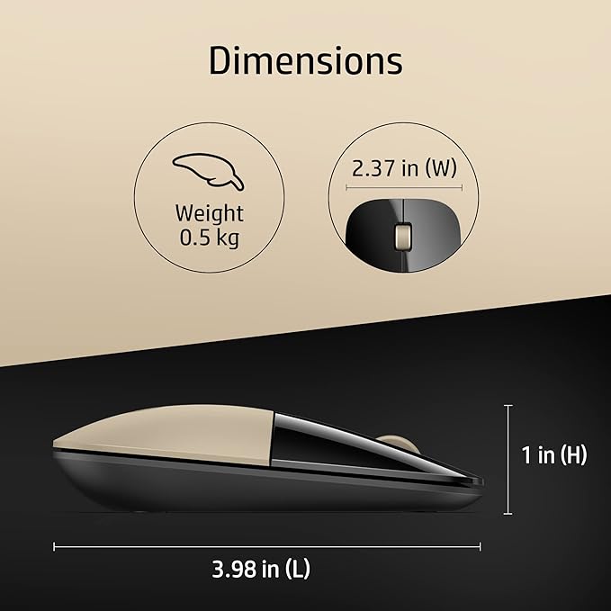(Open Box) HP Z3700 Wireless Optical Mouse with USB Receiver and 2.4GHz Wireless Connection/ 1200DPI / 16 Months Long Battery Life/Ambidextrous and Slim Design