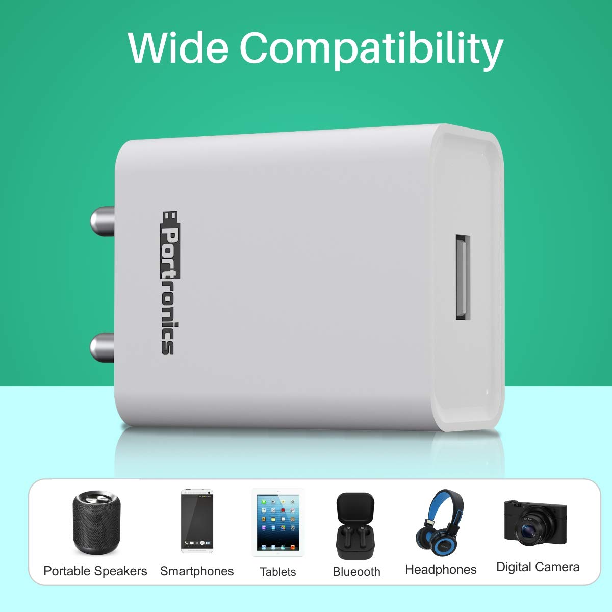 (Open Box) Portronics Adapto 62 POR-1062 USB Wall Adapter with 2.4A Fast Charging Single USB Port Without Cable for All iOS & Android Devices (White)