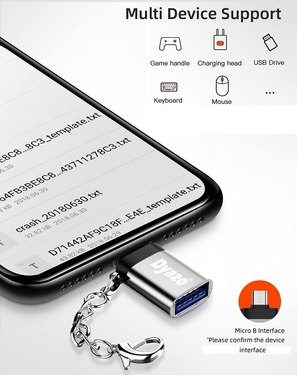 (Open Box) Dyazo Aluminium Portable High Speed Micro USB to USB A Female OTG Adapter/Converter Compatible with Samsung S6 Edje S7 Edge S4 LG G4, Mouse, Keyboard, Flash Drive All Micro O.T.G Enable Devices