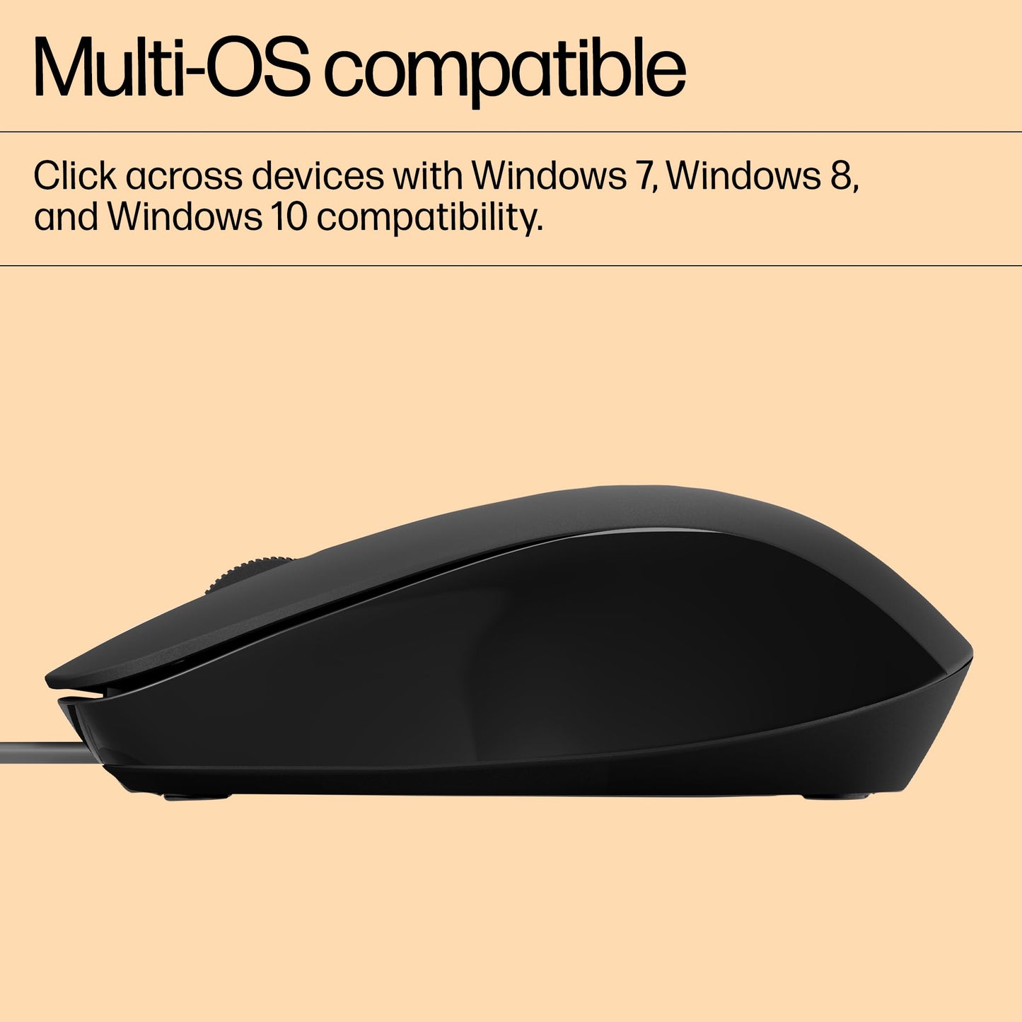 (Open Box)HP 150 Wired Mouse- Elegant Ergonomic Design, 1600 DPI Optical Tracking, USB Plug & Play / 3 Years Warranty (240J6AA), Black