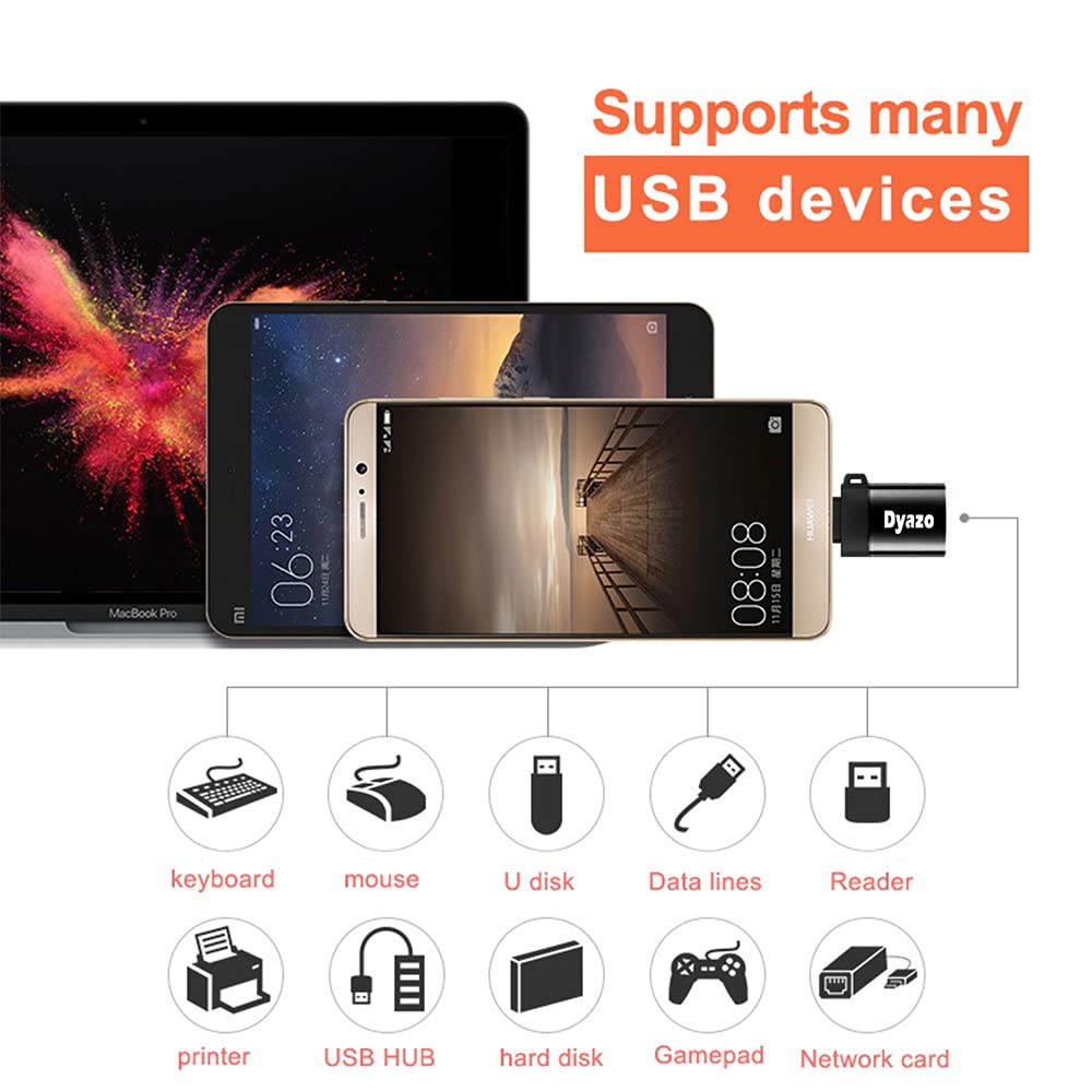 (Open Box) Dyazo Aluminium Portable High Speed Micro USB to USB A Female OTG Adapter/Converter Compatible with Samsung S6 Edje S7 Edge S4 LG G4, Mouse, Keyboard, Flash Drive All Micro O.T.G Enable Devices