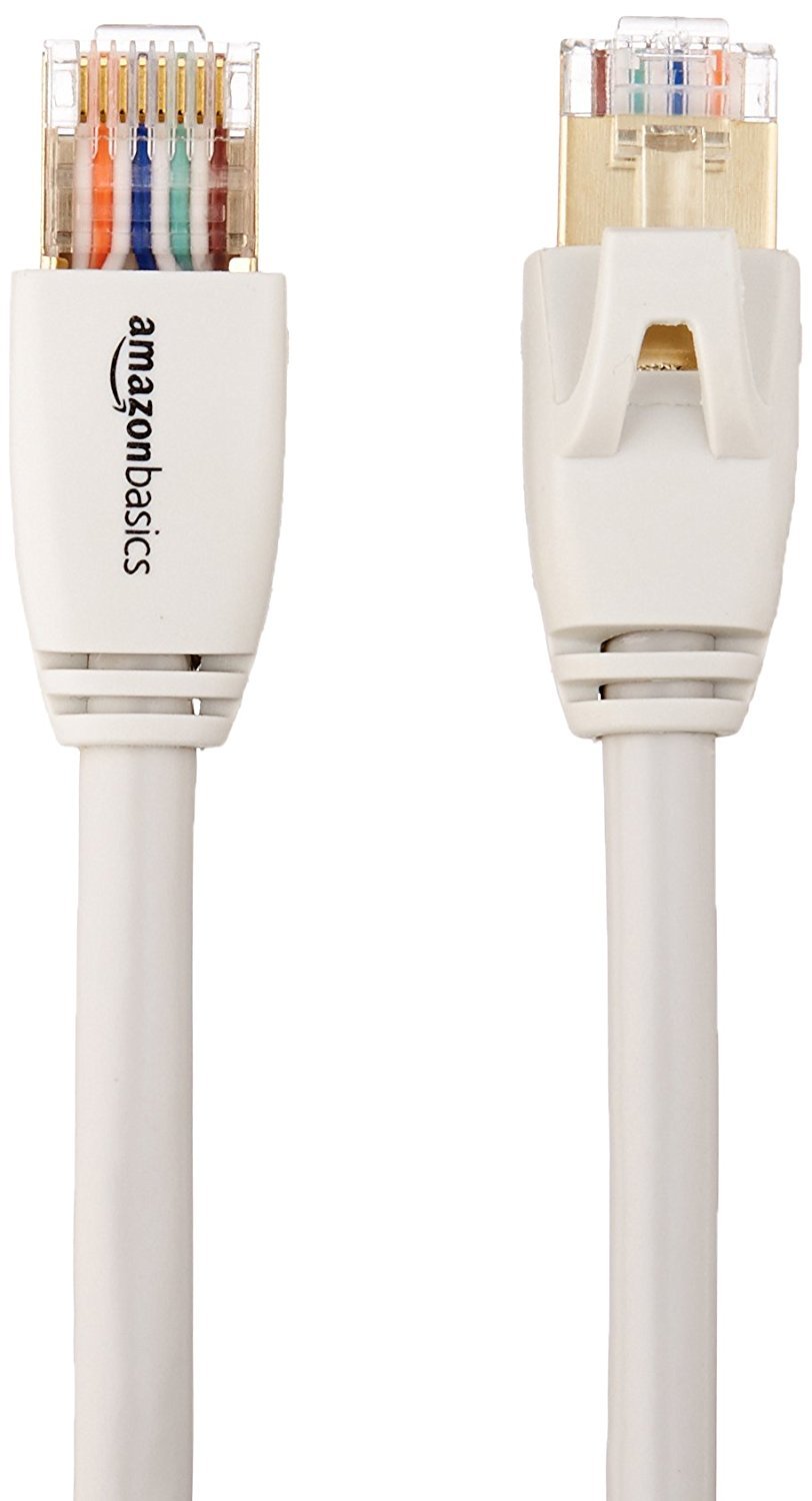 (Open Box) Amazon Basics HL-007289 RJ45 Cat7 Network Ethernet Patch/LAN Cable for Security Camera - 15 Feet (White)
