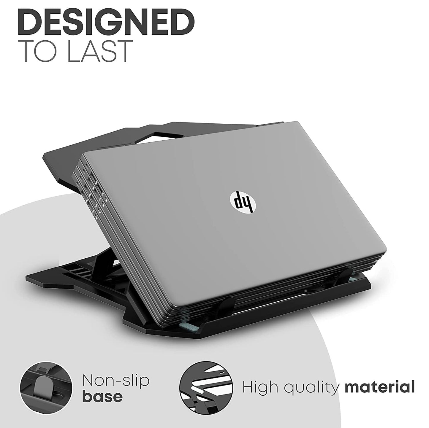 (Open Box) Dyazo Laptop Stand Riser | Ventilated | Portable | Foldable Compatible for MacBook Notebook 12 inches/30cm /13 inches /33cm/14.1 inches/35cm/15.6 inches/39.6cm Laptops