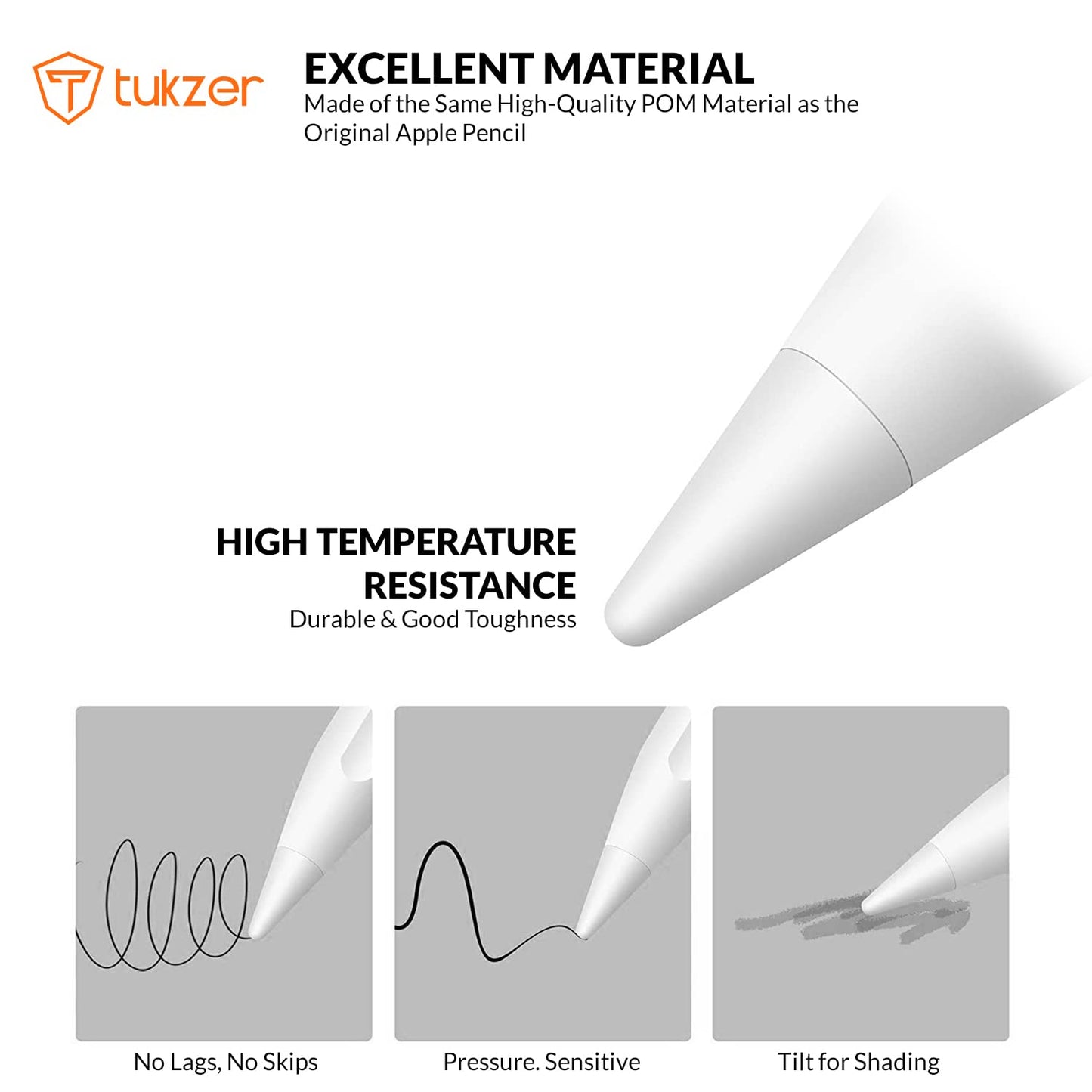 (Open Box)Tukzer 5-Replacement Tip Compatible with Tukzer Stylus Pen for iPad Palm Rejection, 2nd Gen Compatible for (2018-2021) iPad 6/7/8/9 Gen; iPad Pro(11/12.9") iPad Mini (5,2021) iPad Air 3rd Gen(TZ-TIP1)