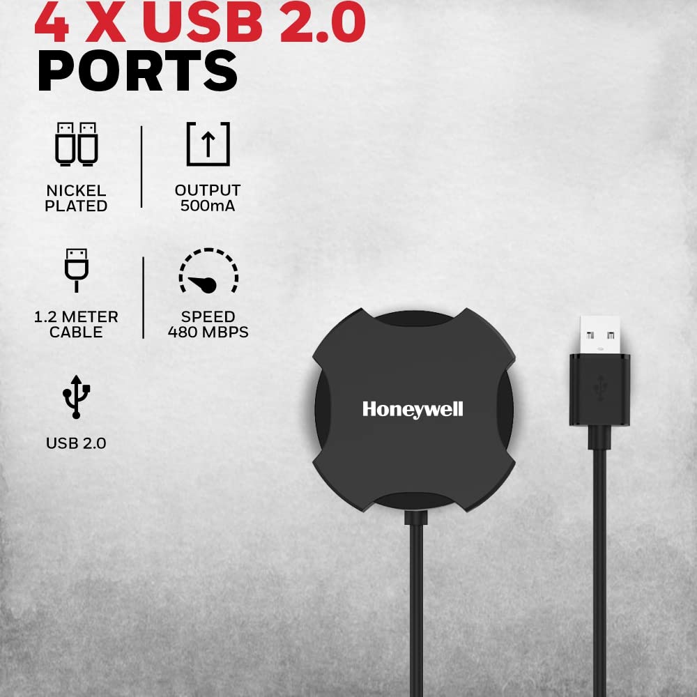 (Open Box) Honeywell Newly Launched 4in1 Ultra Slim Multiport Type C Hub to 1xUSB 3.0 & 3xUSB 2.0 Ports,30cms(1 feet) Cable,DataTransfer Speed Upto 5GBPS,Universally Compatible with All USB,PC,Speaker,Laptop