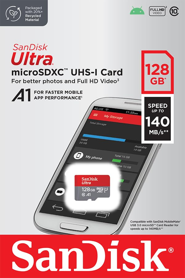 (Open Box) SanDisk Ultra 256GB microSDXC UHS-I, 150MB/s R, Memory Card, 10 Y Warranty, for Smartphones