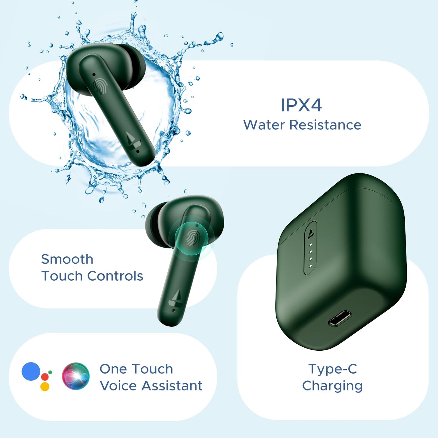 (Without Box) boAt Airdopes 141 Bluetooth Truly Wireless in-Ear Earbuds w/ 42H Playtime,Low Latency Mode for Gaming, ENx Tech, IWP, IPX4 Water Resistance, Smooth Touch Controls