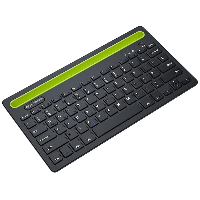 (Open Box) Amazon Basics Wireless Bluetooth Multi-Device Keyboard for Windows, Apple iOS Android Or Chrome, Compact Space-Saving Design, for Pc/Mac/Laptop/Smartphone/Tablet