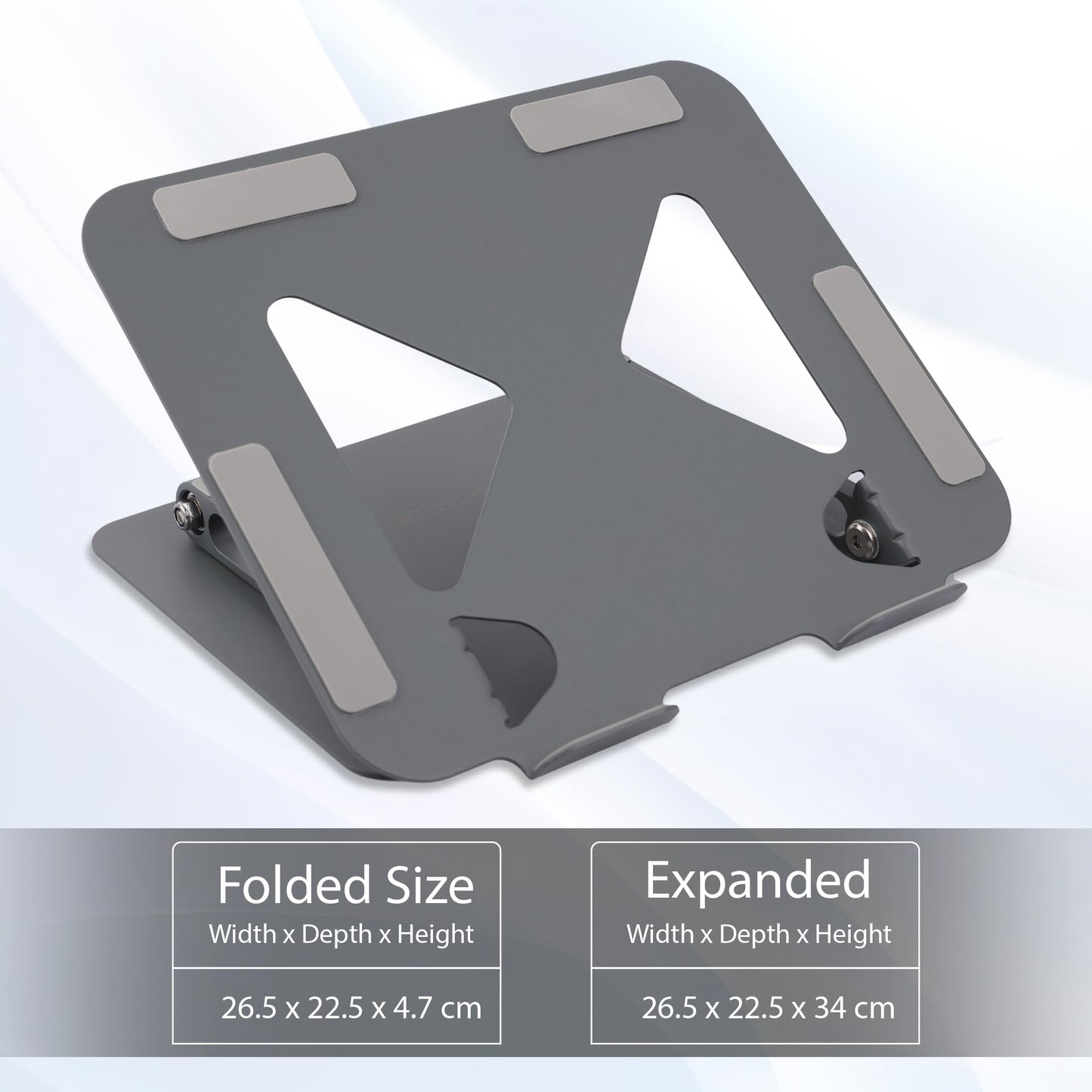 (OPEN BOX0)Zebronics NS3000 Portable Laptop & Tablet Stand Supports Upto 17” with Max. 5KG Support, Anti-Slip Silicone Pads, Foldable Design, Multi Angle Adjustment, Carbon Steel Body