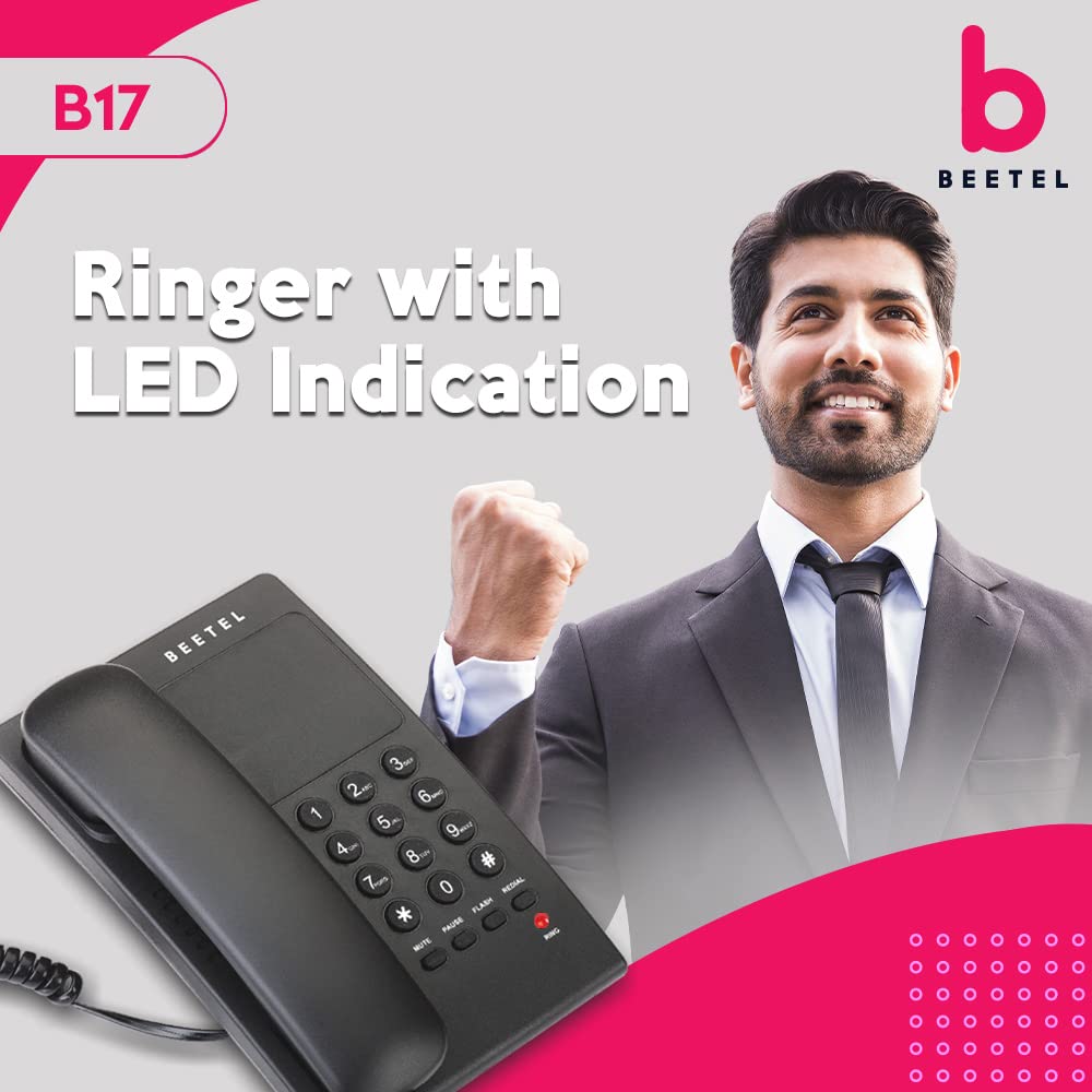 (Open Box) Beetel B11 Corded Landline Phone, Ringer Volume Control, LED for Ring Indication, Wall/Desk Mountable, Classic Design, Clear Call Quality, Mute/Pause/Flash/Redial Function (Made in India)(Black)(B11)