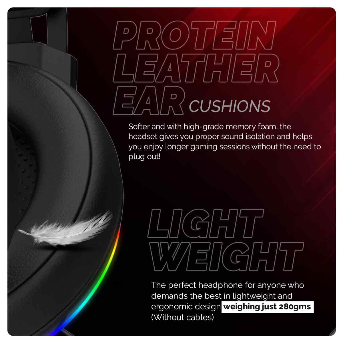 (Open Box)Cosmic Byte Proteus Headset Dual Input USB and 3.5mm, 7.1 Surround Sound, RGB LED, ENC Microphone, Memory Foam Earcushions, Windows Software (White)