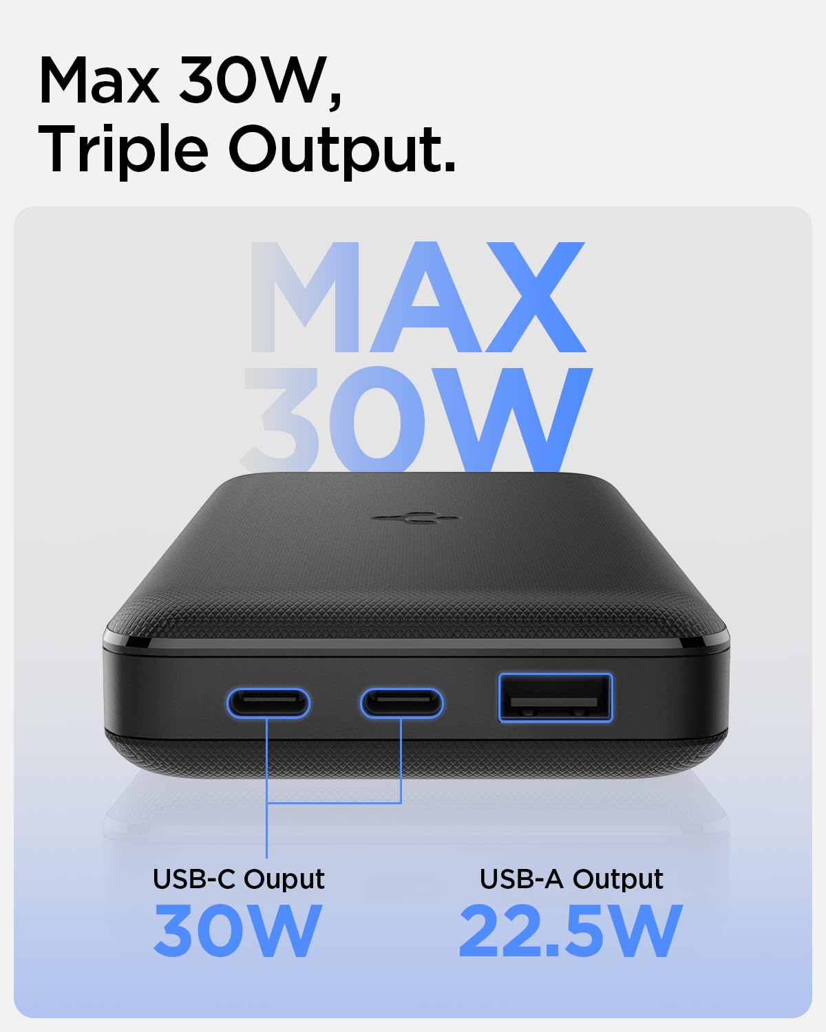 (Open Box) Spigen ArcPack 20000mAh Power Bank | PD 3.0, PPS Fast Carging | 30W Max Output | 2 Type-C Ports, 1 USB-A Port - (ABS + PC | Black)