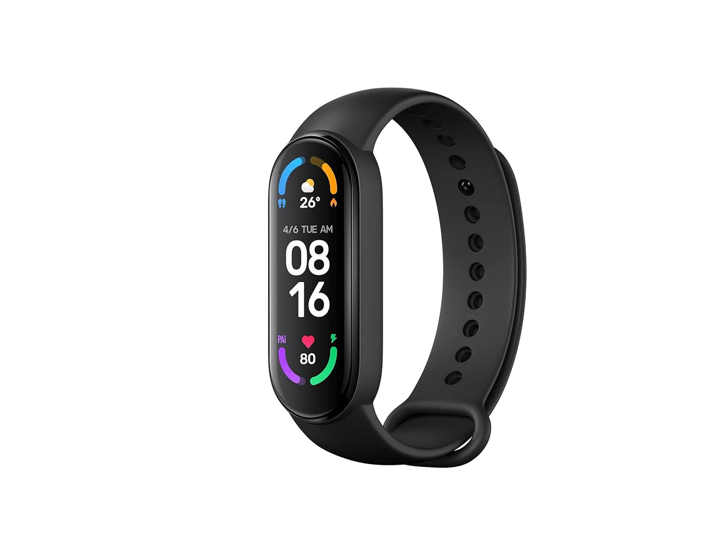 (Open Box) Xiaomi Mi Smart Band 6-1.56'' (3.96 cm) Large AMOLED Color Display, 2 Week Battery Life, 30 Fitness Mode, 5 ATM, SpO2, HR, Sleep Monitoring, Women's Health Tracking, Alarm, Music Control (Black)
