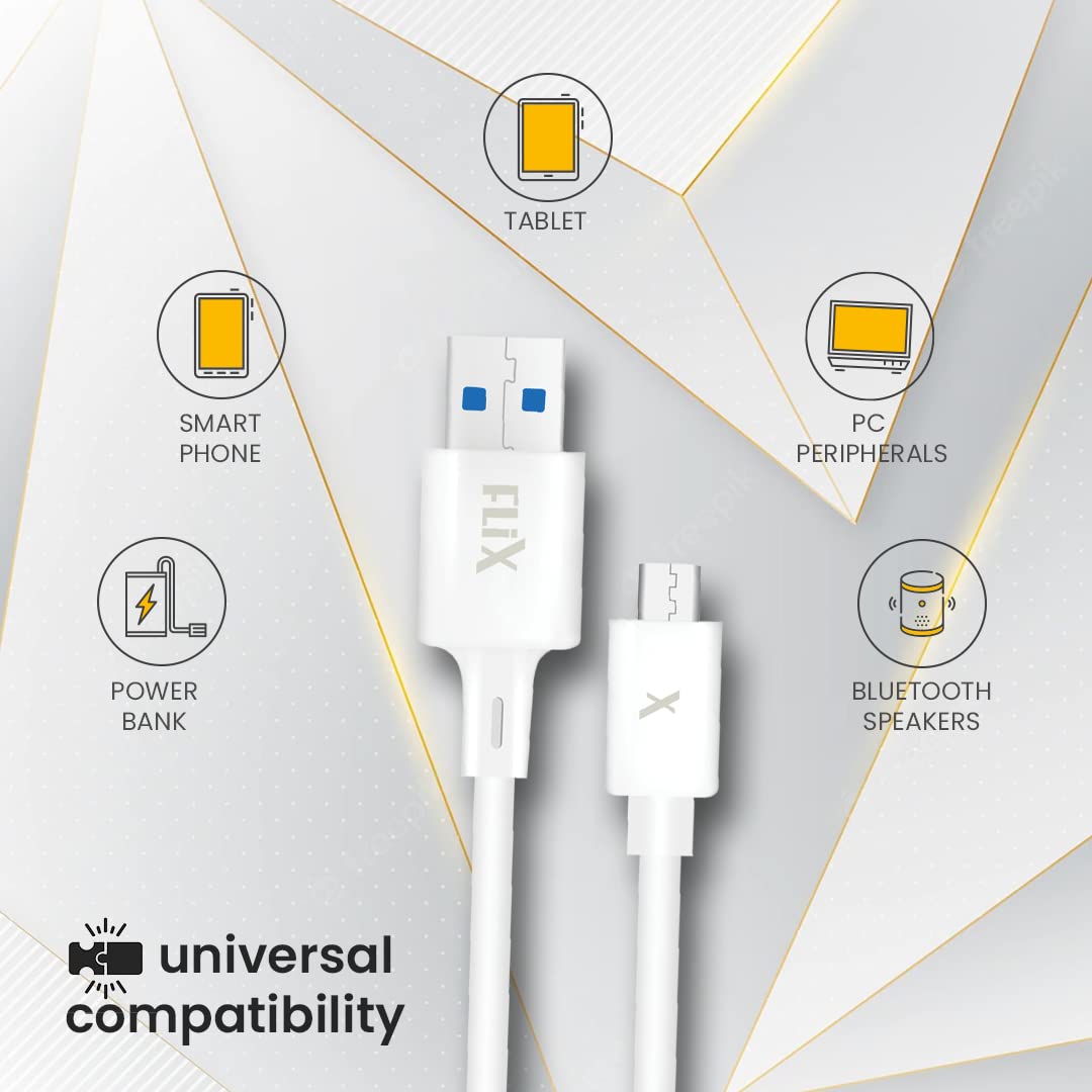 FLiX (Beetel USB to Micro USB PVC Data Sync & 2A Fast Charging Cable, Made in India, 480Mbps Data Sync, Solid Cable, 1 Meter Long USB Cable for Micro USB Devices (Black)(XCD-M11)