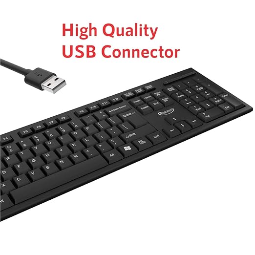 (Open Box) Quantum QHM-7406 Full-Sized Keyboard with (‰â?) Rupee Symbol, Hotkeys and 3-pieces LED function for Desktop/Laptop/Smart TV Spill-Resistant Wired USB Keyboard with 10 million keystrokes lifespan (Black)