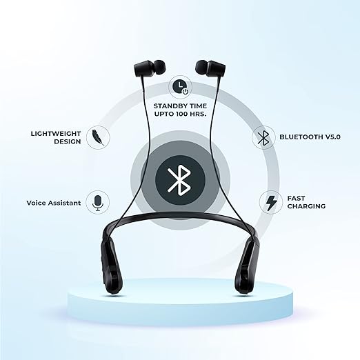 (Open Box) HAMMER Sting 2.0 Wireless Bluetooth in Ear Neckband with Mic (Black)