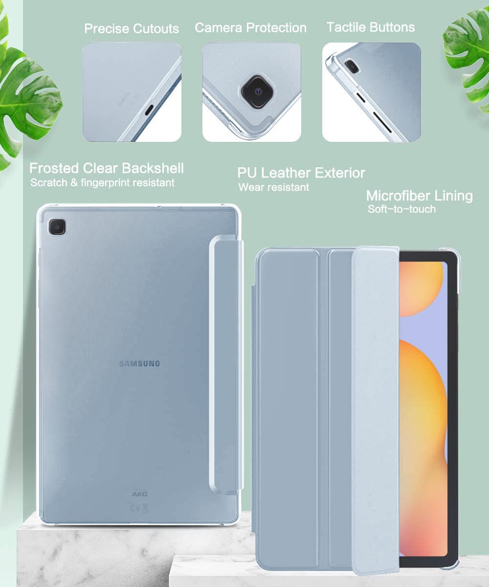 (Open Box)SwooK Case Compatible with Galaxy Tab S6 Lite 10.4 2020, Stand Cover with Translucent Frosted PC Back Shell Fit Samsung Galaxy Tab S6 Lite 10.4 2020 SM-P610/P615 (S6 lite 10.4 Inch, Aqua)