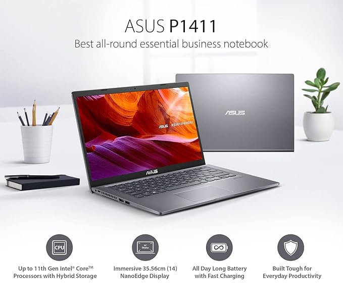 (Brand Refurbished) ASUS ExpertBook P1411CEA-BV1030 - Intel Core i3-1115G4 / 4GB / 256G PCIe SSD/Slate Grey / 14" HD (1366x768) / DOS