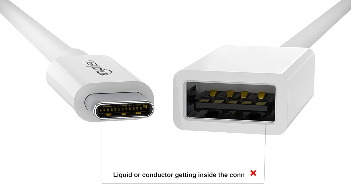 (Open Box) Amazon Basics L6LUC022-CS-R USB USB Type C to USB 3.1 Gen1 Female Adapter - White