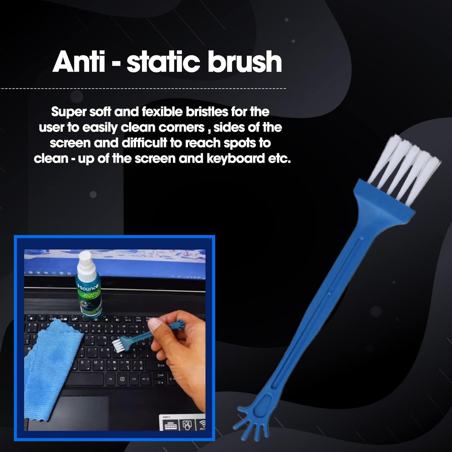 (open box)Sounce 2-in-1 Professional Screen Cleaning Kit Non-Toxic, Anti-Static for Camera, Lens, Binocular, Laptop, TV, Monitor, Smartphone, Tablet (Includes: Cleaning Liquid 500ml, Plush Microfiber Cloth)