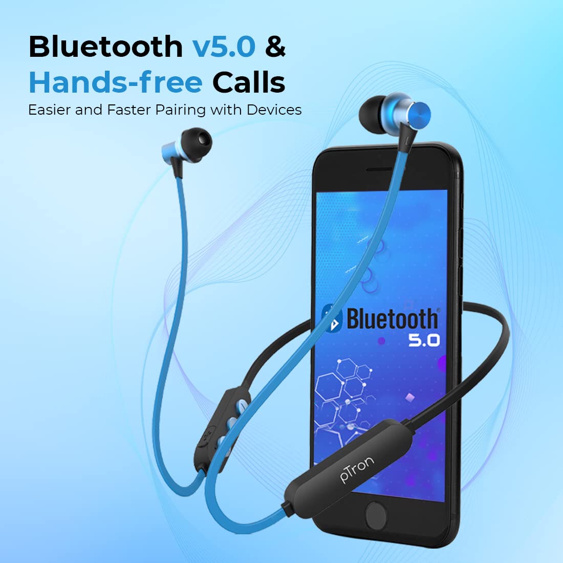(Open Box) pTron Bassfest Plus Magnetic in Ear Bluetooth 5.0 Wireless Headphones with Mic, Stereo Sound with Bass, IPX4 Water & Sweat Resistant, Voice Assistance, Ergonomic & Lightweight - (Black & Grey)